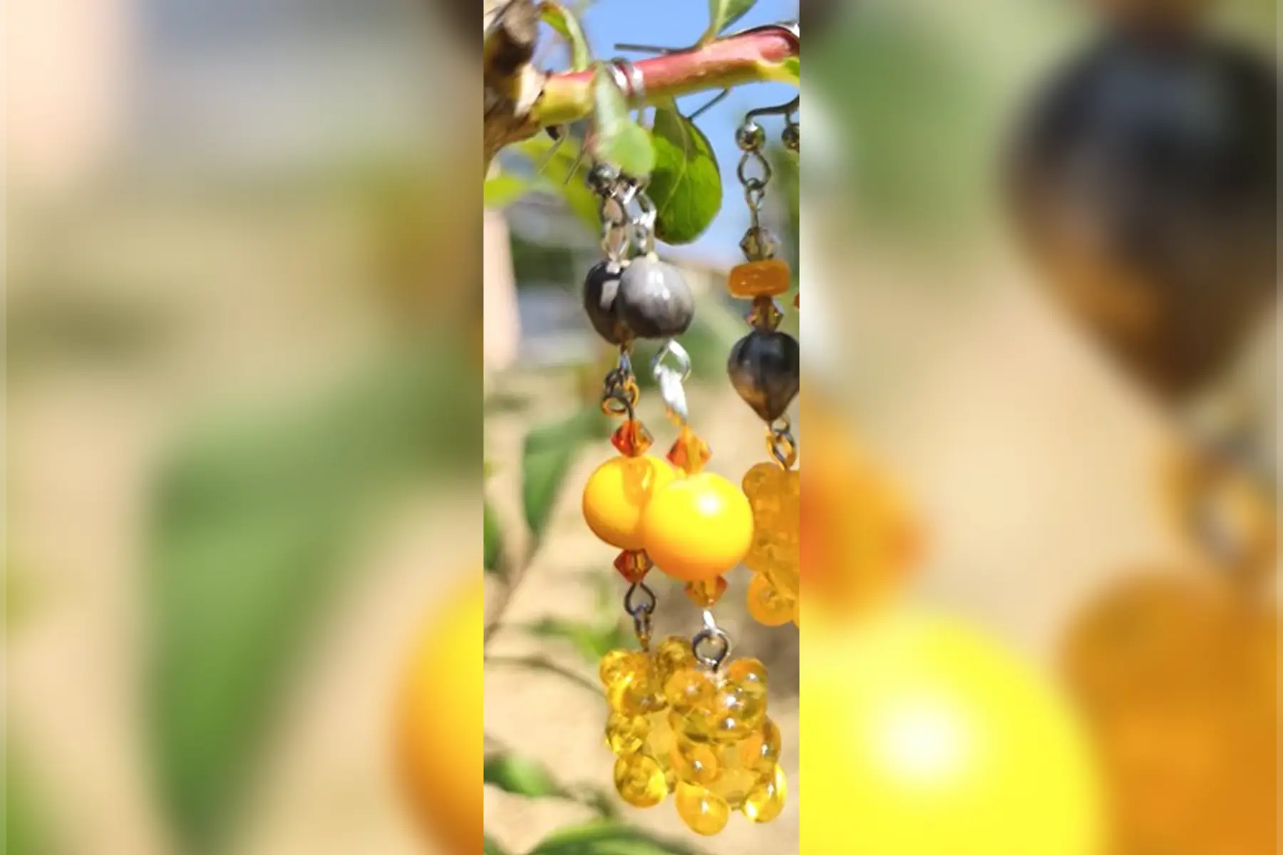 Boucles d’oreilles longues oursons oranges transparents